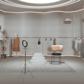 侘寂风服装店直播间3D模型下载